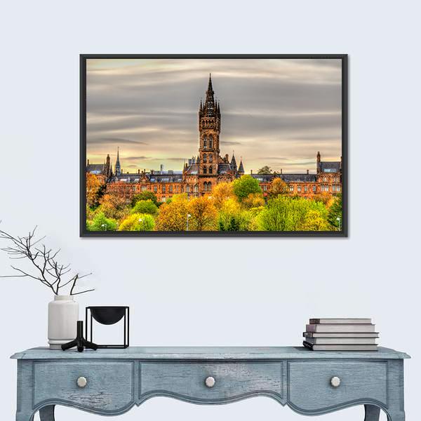 View Of The University Of Glasgow Canvas Wall Art-1 Piece-Floating Frame-24" x 16"-Tiaracle
