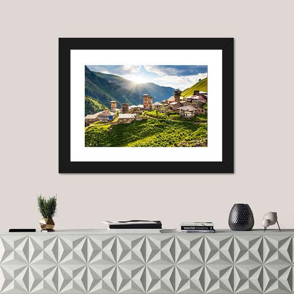 View Of The Village Adishi In Georgia Canvas Wall Art-1 Piece-Framed Print-20" x 16"-Tiaracle