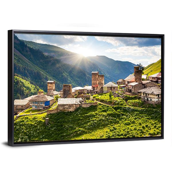 View Of The Village Adishi In Georgia Canvas Wall Art-3 Horizontal-Gallery Wrap-25" x 16"-Tiaracle