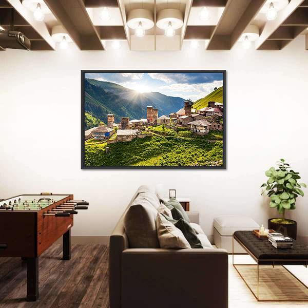 View Of The Village Adishi In Georgia Canvas Wall Art-3 Horizontal-Gallery Wrap-25" x 16"-Tiaracle