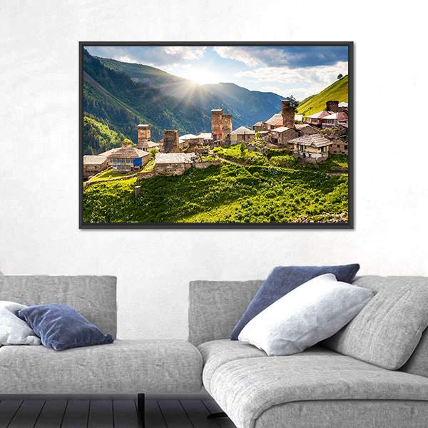 View Of The Village Adishi In Georgia Canvas Wall Art-3 Horizontal-Gallery Wrap-25" x 16"-Tiaracle
