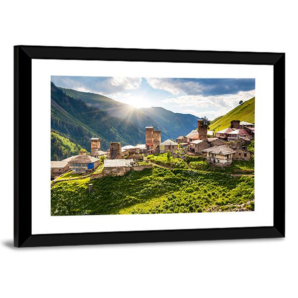 View Of The Village Adishi In Georgia Canvas Wall Art-3 Horizontal-Gallery Wrap-25" x 16"-Tiaracle