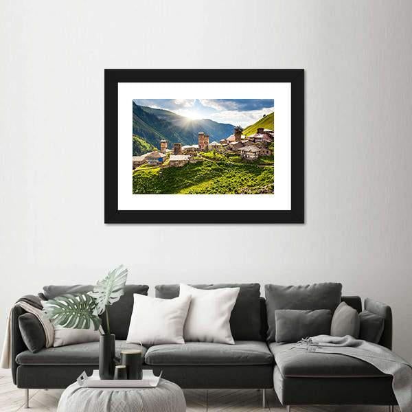 View Of The Village Adishi In Georgia Canvas Wall Art-3 Horizontal-Gallery Wrap-25" x 16"-Tiaracle