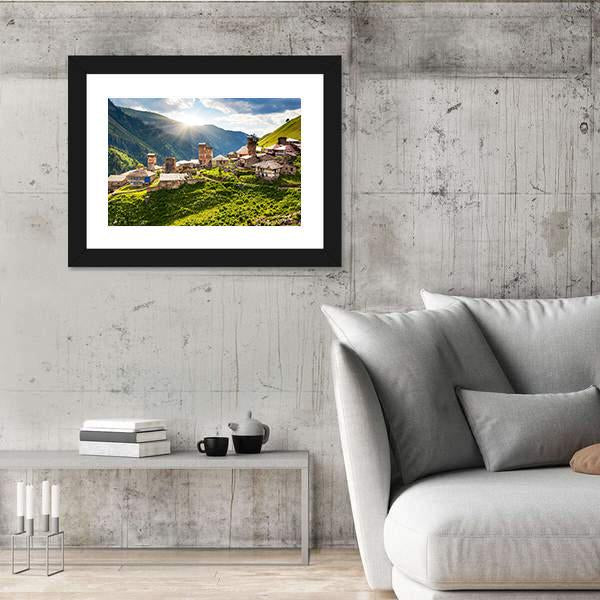 View Of The Village Adishi In Georgia Canvas Wall Art-3 Horizontal-Gallery Wrap-25" x 16"-Tiaracle