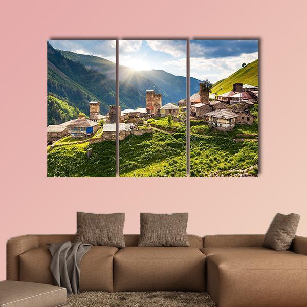 View Of The Village Adishi In Georgia Canvas Wall Art-3 Horizontal-Gallery Wrap-37" x 24"-Tiaracle