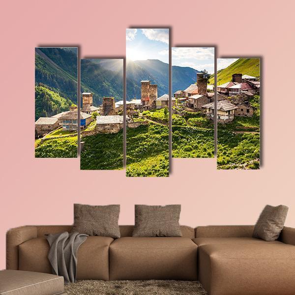 View Of The Village Adishi In Georgia Canvas Wall Art-5 Pop-Gallery Wrap-47" x 32"-Tiaracle