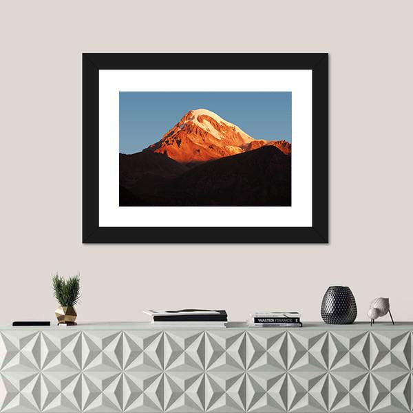 View Of The Volcano Kazbegi Canvas Wall Art-1 Piece-Framed Print-20" x 16"-Tiaracle