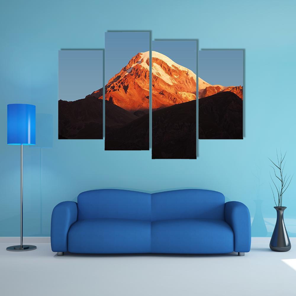 View Of The Volcano Kazbegi Canvas Wall Art-4 Pop-Gallery Wrap-50" x 32"-Tiaracle