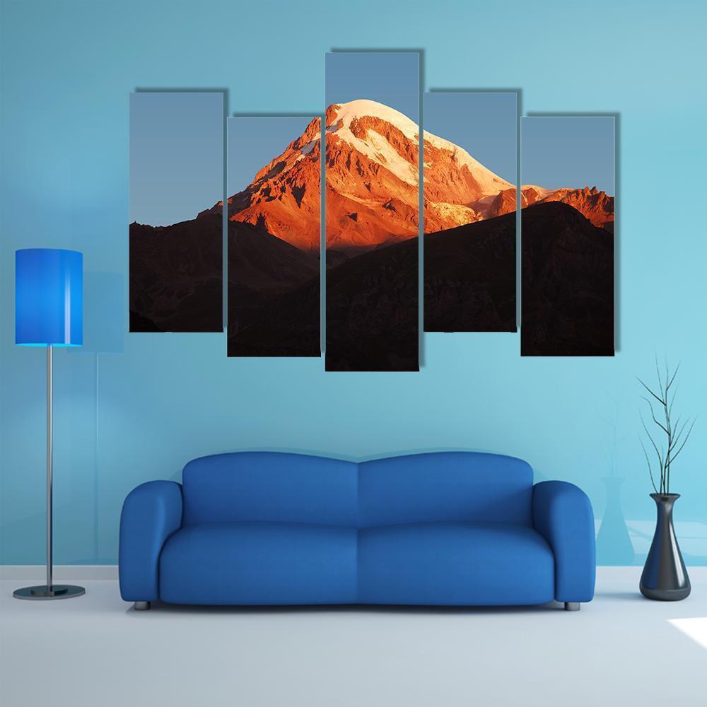 View Of The Volcano Kazbegi Canvas Wall Art-5 Pop-Gallery Wrap-47" x 32"-Tiaracle