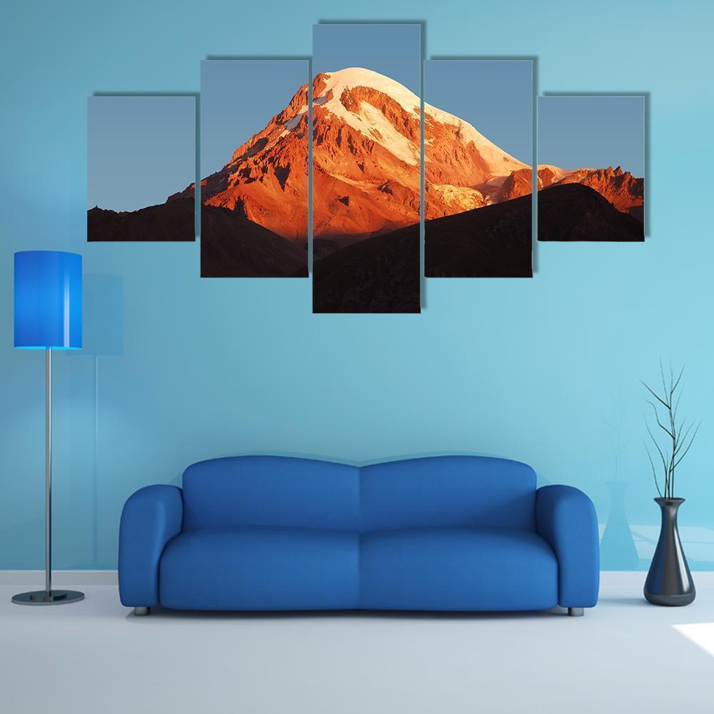 View Of The Volcano Kazbegi Canvas Wall Art-5 Star-Gallery Wrap-62" x 32"-Tiaracle