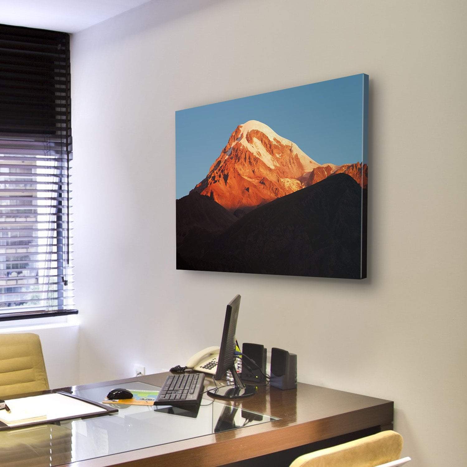 View Of The Volcano Kazbegi Canvas Wall Art-3 Horizontal-Gallery Wrap-25" x 16"-Tiaracle