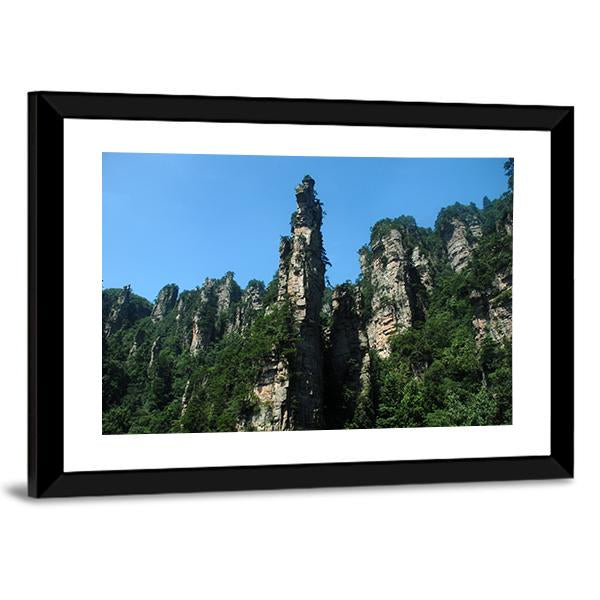 View Of Tianzishan Mountain Under Blue Sky In China Canvas Wall Art-3 Horizontal-Gallery Wrap-25" x 16"-Tiaracle