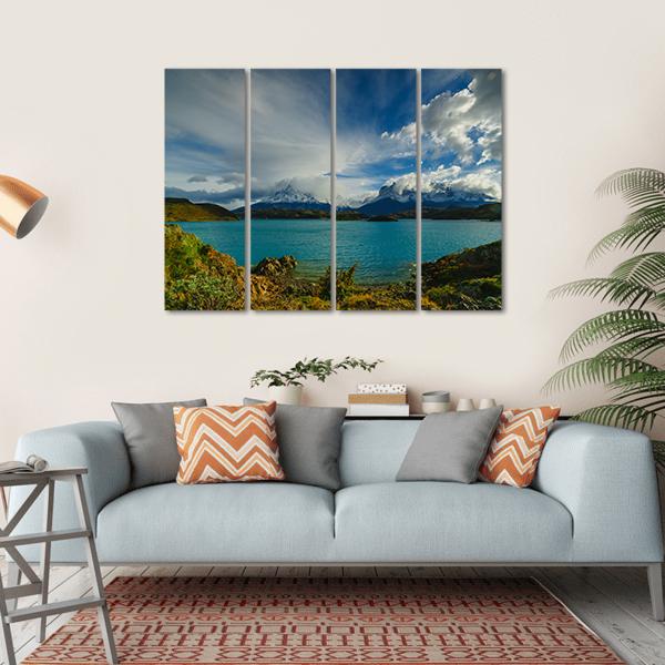 Torres Mountains From Lake Canvas Wall Art-4 Horizontal-Gallery Wrap-34" x 24"-Tiaracle