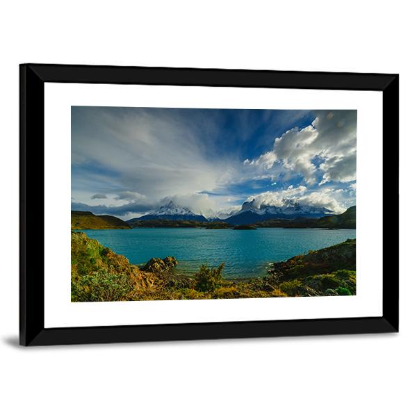Torres Mountains From Lake Canvas Wall Art-3 Horizontal-Gallery Wrap-25" x 16"-Tiaracle