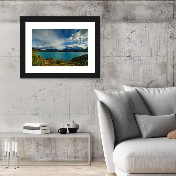 Torres Mountains From Lake Canvas Wall Art-5 Horizontal-Gallery Wrap-22" x 12"-Tiaracle