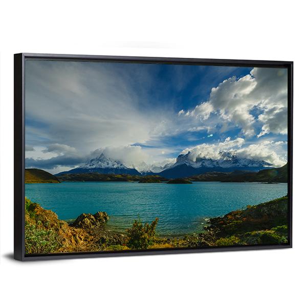 Torres Mountains From Lake Canvas Wall Art-5 Horizontal-Gallery Wrap-22" x 12"-Tiaracle