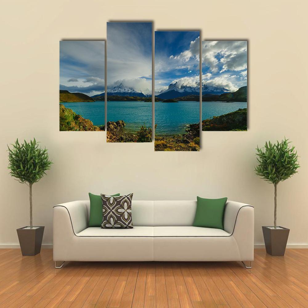 Torres Mountains From Lake Canvas Wall Art-4 Pop-Gallery Wrap-50" x 32"-Tiaracle