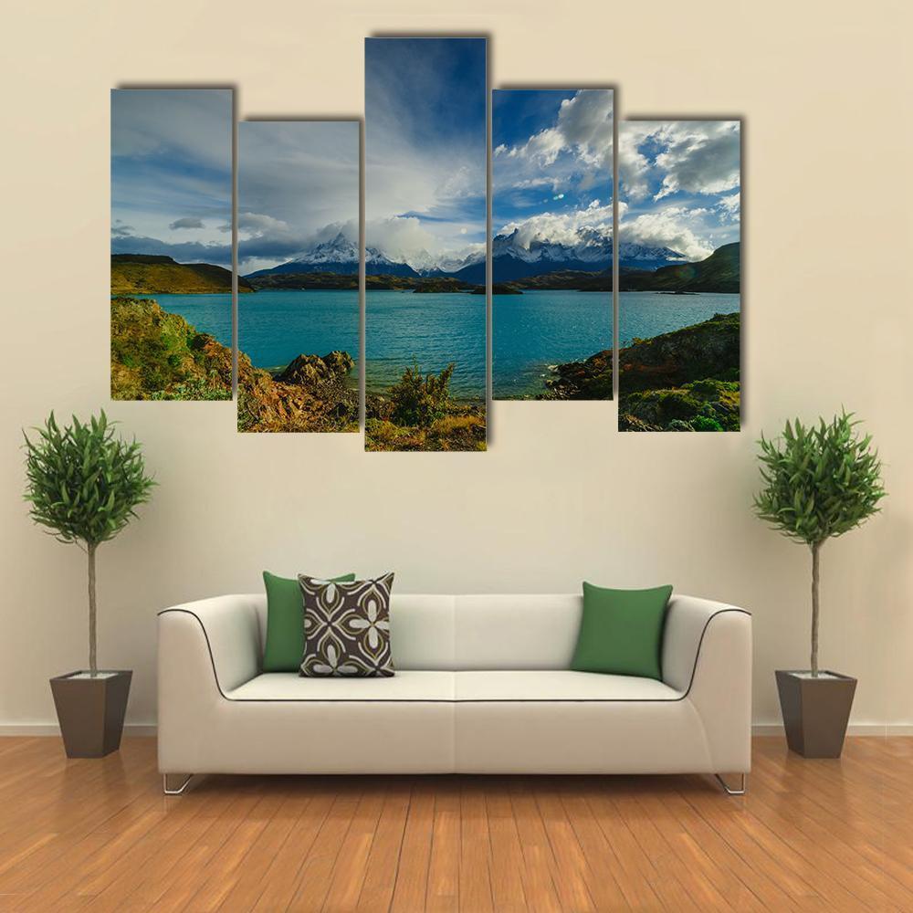 Torres Mountains From Lake Canvas Wall Art-5 Pop-Gallery Wrap-47" x 32"-Tiaracle