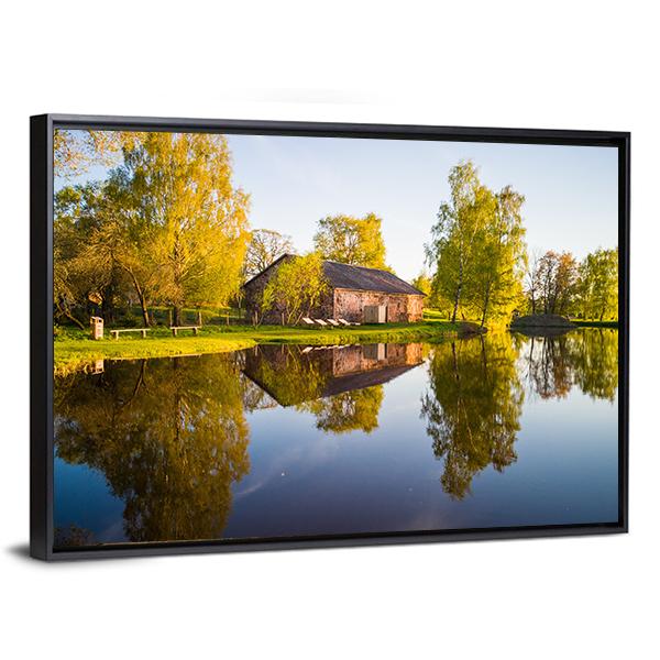 View Of Tree Reflection In The Lake Canvas Wall Art-3 Horizontal-Gallery Wrap-25" x 16"-Tiaracle