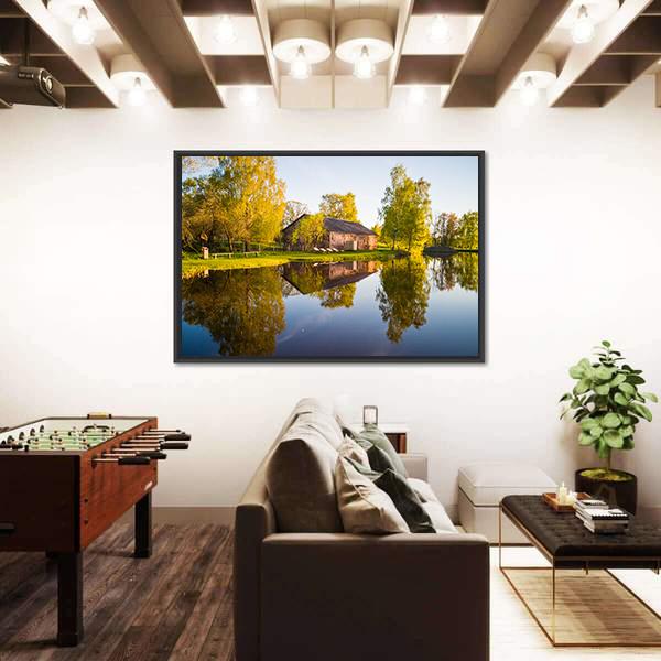 View Of Tree Reflection In The Lake Canvas Wall Art-3 Horizontal-Gallery Wrap-25" x 16"-Tiaracle