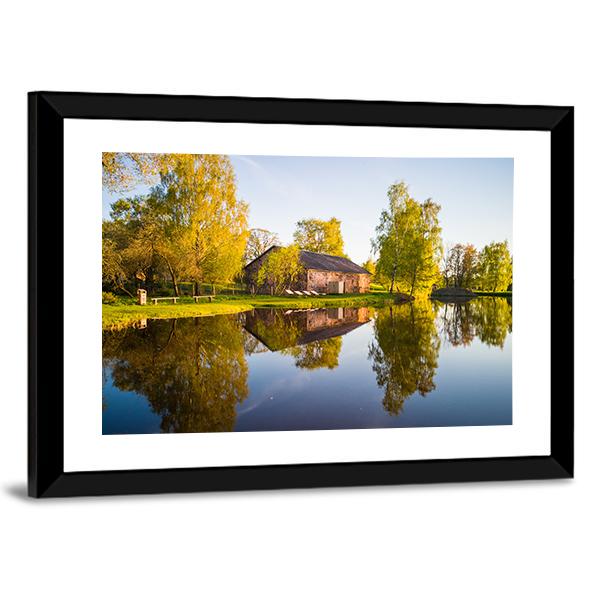View Of Tree Reflection In The Lake Canvas Wall Art-3 Horizontal-Gallery Wrap-25" x 16"-Tiaracle
