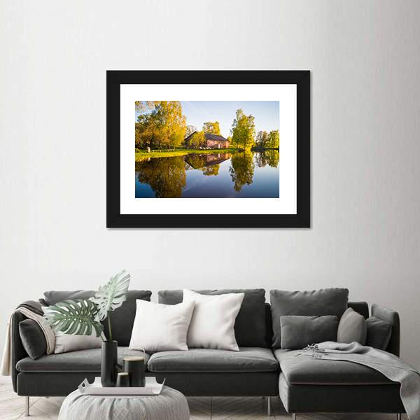View Of Tree Reflection In The Lake Canvas Wall Art-3 Horizontal-Gallery Wrap-25" x 16"-Tiaracle