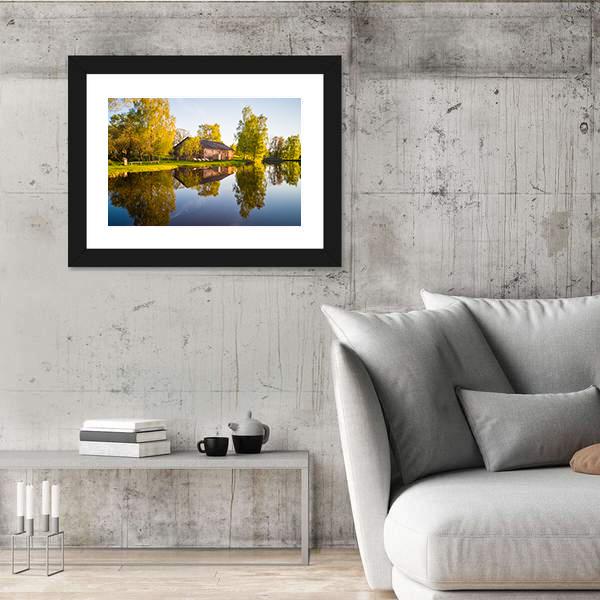 View Of Tree Reflection In The Lake Canvas Wall Art-3 Horizontal-Gallery Wrap-25" x 16"-Tiaracle