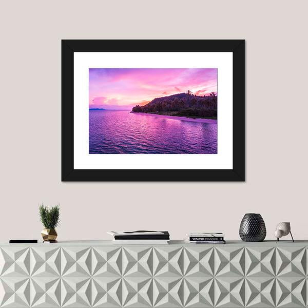 View Of Tropical Beach And Sea Canvas Wall Art-1 Piece-Framed Print-20&quot; x 16&quot;-Tiaracle