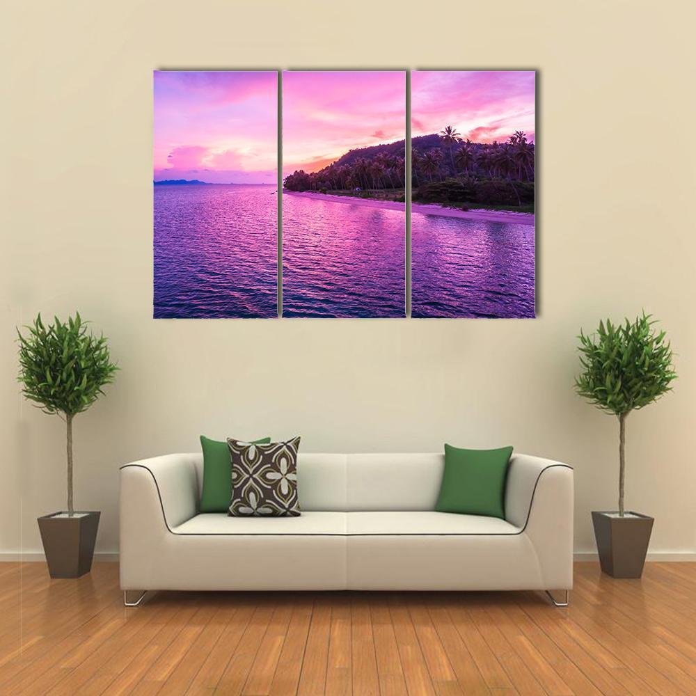 View Of Tropical Beach And Sea Canvas Wall Art-3 Horizontal-Gallery Wrap-37&quot; x 24&quot;-Tiaracle