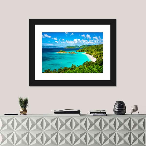 View Of Trunk Bay Canvas Wall Art-1 Piece-Framed Print-20&quot; x 16&quot;-Tiaracle