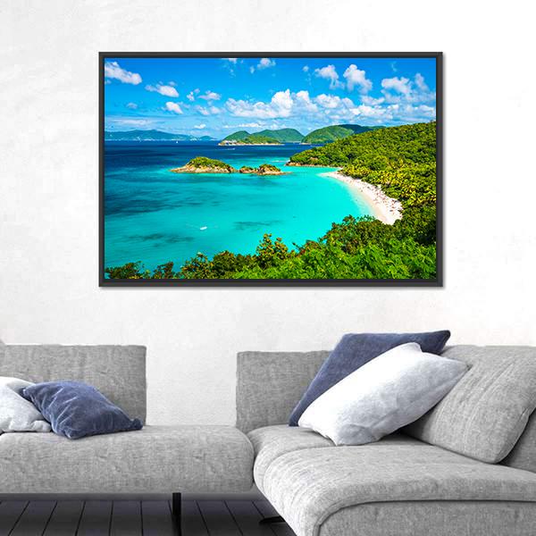 View Of Trunk Bay Canvas Wall Art-5 Horizontal-Gallery Wrap-22" x 12"-Tiaracle
