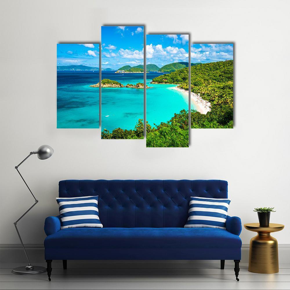 View Of Trunk Bay Canvas Wall Art-4 Pop-Gallery Wrap-50&quot; x 32&quot;-Tiaracle