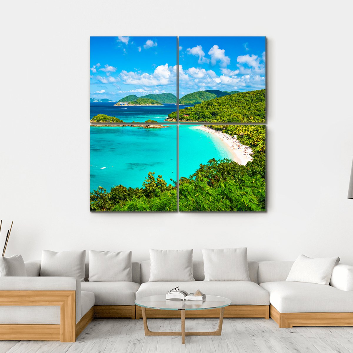 View Of Trunk Bay Canvas Wall Art-4 Square-Gallery Wrap-17" x 17"-Tiaracle