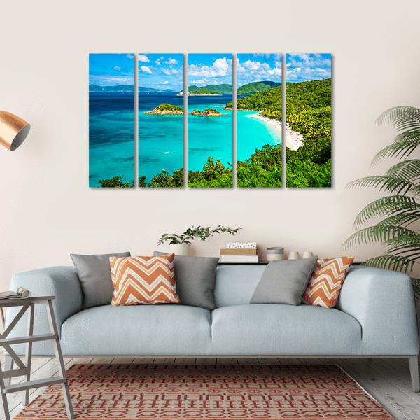 View Of Trunk Bay Canvas Wall Art-5 Horizontal-Gallery Wrap-22" x 12"-Tiaracle