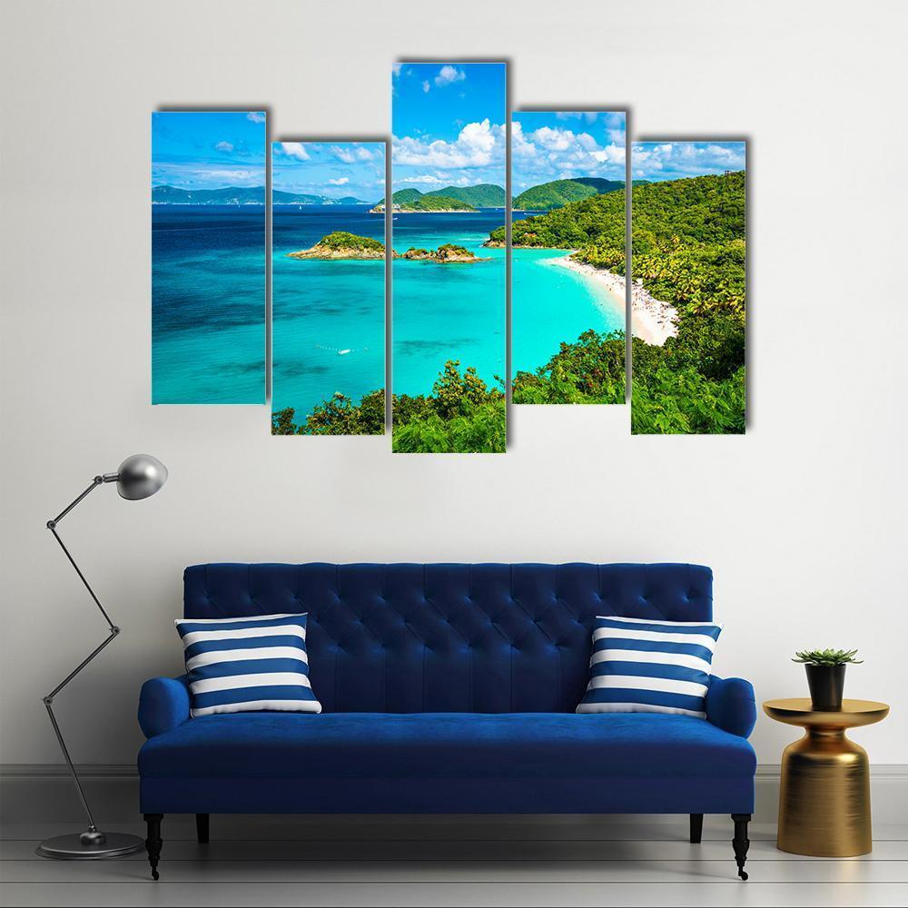View Of Trunk Bay Canvas Wall Art-5 Pop-Gallery Wrap-47&quot; x 32&quot;-Tiaracle