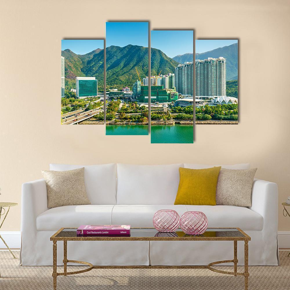 View Of Tung Chung District Of Hong Kong Canvas Wall Art-4 Pop-Gallery Wrap-50" x 32"-Tiaracle