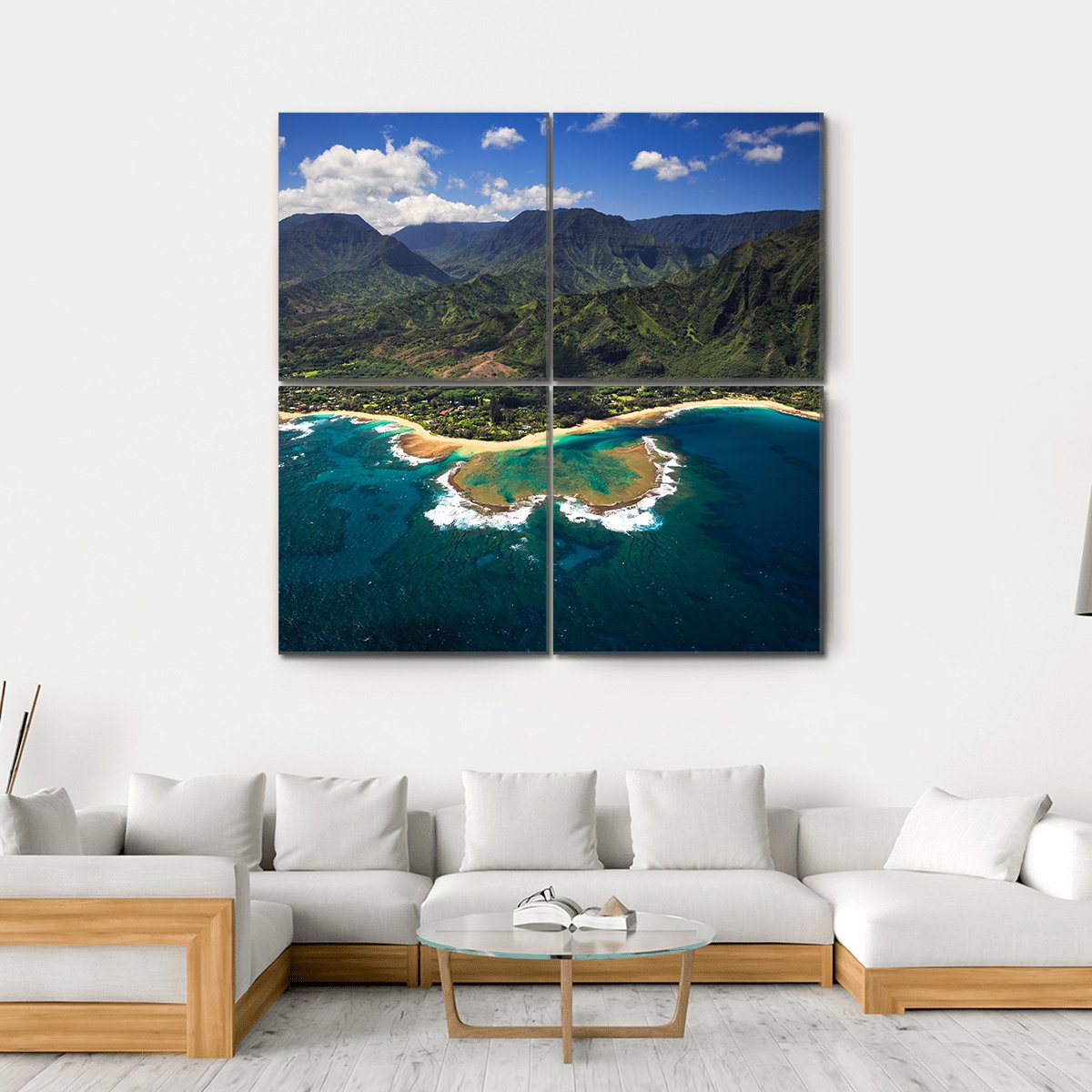 View Of Tunnels Beach Canvas Wall Art-4 Square-Gallery Wrap-17" x 17"-Tiaracle