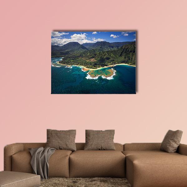 View Of Tunnels Beach Canvas Wall Art-1 Piece-Gallery Wrap-48" x 32"-Tiaracle