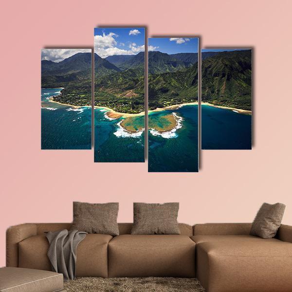 View Of Tunnels Beach Canvas Wall Art-4 Pop-Gallery Wrap-50" x 32"-Tiaracle