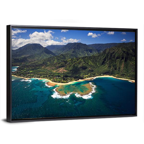 View of Tunnels Beach Panoramic Canvas Wall Art-1 Piece-36" x 12"-Tiaracle