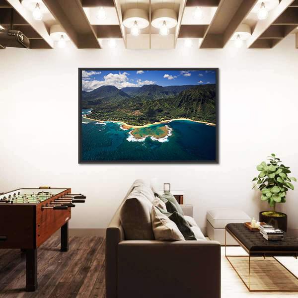 View of Tunnels Beach Panoramic Canvas Wall Art-1 Piece-36" x 12"-Tiaracle