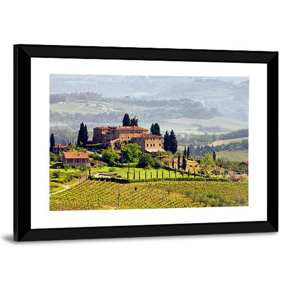 View Of Tuscany Vineyard Canvas Wall Art-5 Horizontal-Gallery Wrap-22" x 12"-Tiaracle