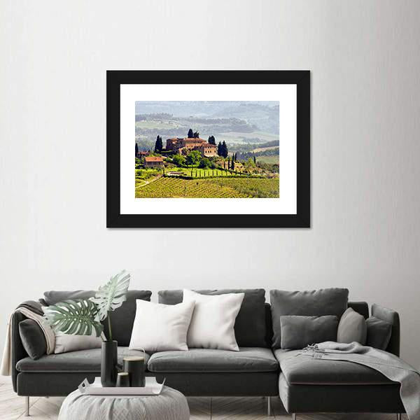 View Of Tuscany Vineyard Canvas Wall Art-5 Horizontal-Gallery Wrap-22" x 12"-Tiaracle
