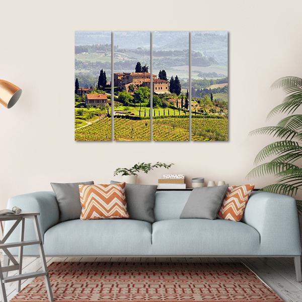 View Of Tuscany Vineyard Canvas Wall Art-1 Piece-Gallery Wrap-36" x 24"-Tiaracle