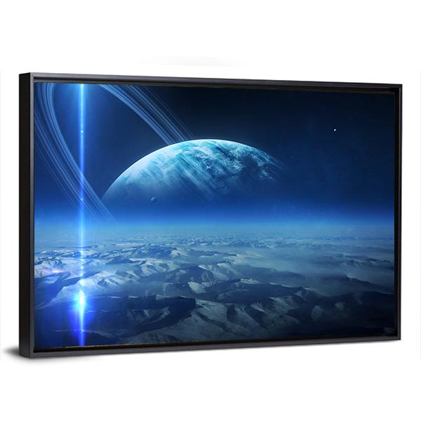 View Of Uranus From Titania Canvas Wall Art-3 Horizontal-Gallery Wrap-25" x 16"-Tiaracle