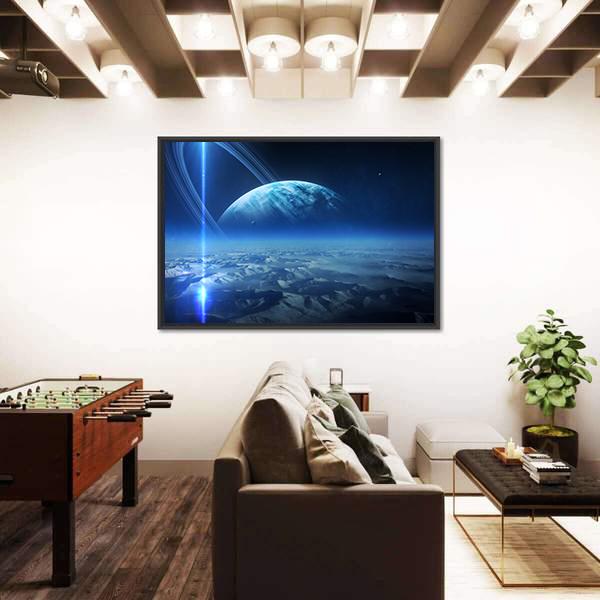 View Of Uranus From Titania Canvas Wall Art-3 Horizontal-Gallery Wrap-25" x 16"-Tiaracle