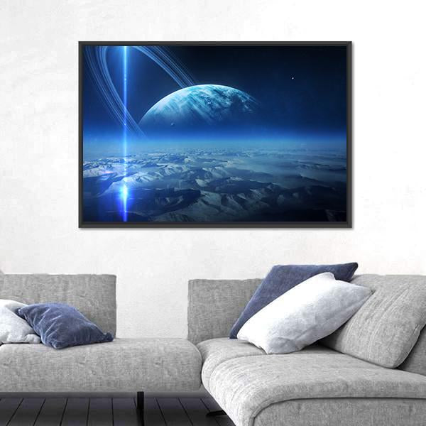 View Of Uranus From Titania Canvas Wall Art-3 Horizontal-Gallery Wrap-25" x 16"-Tiaracle