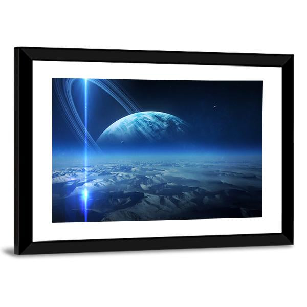 View Of Uranus From Titania Canvas Wall Art-3 Horizontal-Gallery Wrap-25" x 16"-Tiaracle