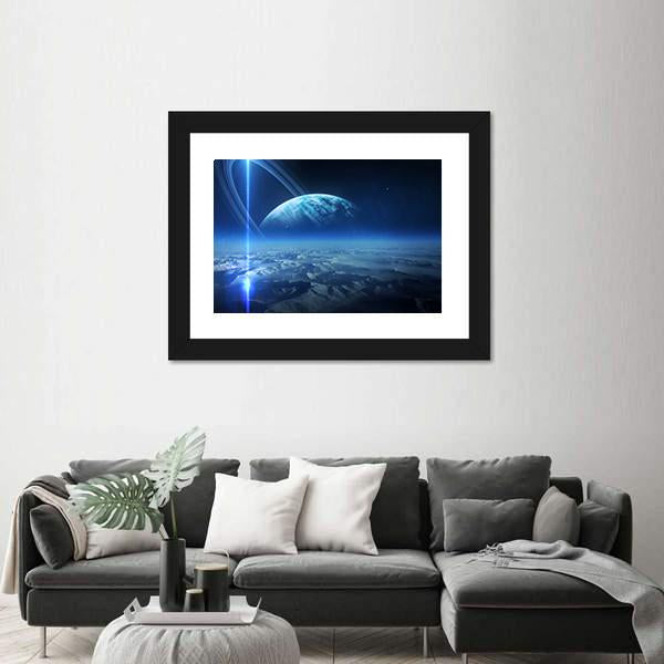 View Of Uranus From Titania Canvas Wall Art-3 Horizontal-Gallery Wrap-25" x 16"-Tiaracle