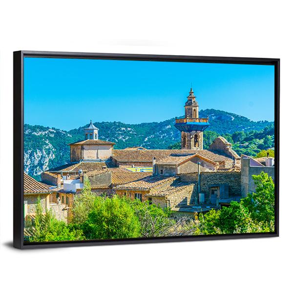 View Of Valldemossa With Catholica Church Canvas Wall Art-3 Horizontal-Gallery Wrap-25" x 16"-Tiaracle